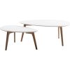 Комплект столиков HELENA 2шт, 100x50xH40см, 70x35xH35см, cтолешница: МДФ, цвет: белый, дубовые ножки