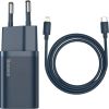 Baseus TZCCSUP-B03 tīkla lādētājs USB-C / 20W / 3A + USB-C -> Lightning datu un uzlādes vads zils