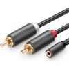 UGREEN AV102 2x RCA cable (Cinch) jack 3.5 mm 1m (black)