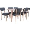 Dining set ADORA table and 6 chairs, light beech