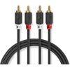 Nedis Aux Audio vads 2x RCA -> 2x RCA 10m Melns