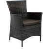 Стул WICKER-1 с подушкой, 61x58x86cм, стальная рама с плетением из пластика, цвет: тёмно-коричневый