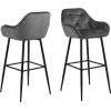 Барный стул BROOKE 55x52xH103,5см, темно-серый бархат / черный