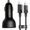 Baseus Superme Car charger, USB, USB-C, 100W + USB-C cable (black)