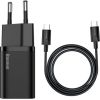 Baseus Super Si Quick Charger 1C 25W with USB-C cable for USB-C 1m (black)