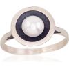 Серебряное кольцо #2101571(Matt+POx-MattBk)_PE, Серебро	925°, оксид (покрытие), Жемчуг , Размер: 17, 2.8 гр.