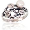 Серебряное кольцо #2101705(POx-Bk)_PE, Серебро	925°, оксид (покрытие), Жемчуг , Размер: 18.5, 3.5 гр.