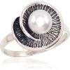 Серебряное кольцо #2101418(POx-Bk)_PE, Серебро	925°, оксид (покрытие), Жемчуг , Размер: 18, 2.9 гр.