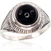 Серебряное кольцо #2100947(POx-Bk)_ON-2, Серебро	925°, оксид (покрытие), Оникс , Размер: 18, 3.3 гр.