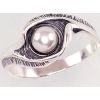 Серебряное кольцо #2100931(POx-Bk)_PE, Серебро	925°, оксид (покрытие), Жемчуг , Размер: 16.5, 2.9 гр.
