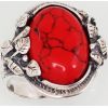Серебряное кольцо #2101199(POX-BK)_COX, Серебро	925°, оксид (покрытие), Коралл (Имитация) , Размер: 20.5, 8.9 гр.