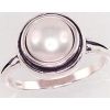 Серебряное кольцо #2100949(POX-BK)_PE, Серебро	925°, оксид (покрытие), Жемчуг , Размер: 17, 3.7 гр.