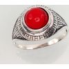 Серебряное кольцо #2100947(POX-BK)_COX, Серебро	925°, оксид (покрытие), Коралл (Имитация) , Размер: 17.5, 3.3 гр.