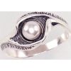 Серебряное кольцо #2100931(POX-BK)_PE, Серебро	925°, оксид (покрытие), Жемчуг , Размер: 17.5, 2.9 гр.