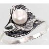 Серебряное кольцо #2100678(POX-BK)_PE, Серебро	925°, оксид (покрытие), Жемчуг , Размер: 18, 3 гр.