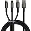 USB cable 3in1 Baseus Tungsten Gold, USB to micro USB / USB-C / Lightning, 3.5A, 1.5m (black)