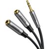 UGREEN AUX Audio splitter with jack 3,5 mm cable, 20cm (silver)