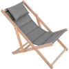 Saska Garden Leżak drewniany Classic Soft z zagłówkiem stalowy