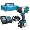 Akumulatora uzgriežņu atslēga 18V, 2x5,0Ah Li ion, 1000 Nm, 1/2", LED DTW1002RTJ Makita