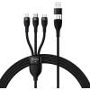 3in1 USB cable Baseus Flash Series 2, USB-C + micro USB + Lightning, 100W, 1.5m (black)