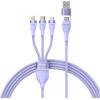 3in1 USB cable Baseus Flash Series 2, USB-C + micro USB + Lightning, 100W, 1.2m (purple)