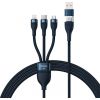 3in1 USB cable Baseus Flash Series 2, USB-C + micro USB + Lightning, 100W, 1.2m (blue)