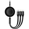 Baseus Bright Mirror 4, USB-C 3-in-1 cable for micro USB / USB-C / Lightning 100W / 3.5A 1.1m (Black)