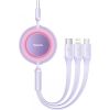 Baseus Bright Mirror 3, USB 3-in-1 cable for micro USB / USB-C / Lightning 66W / 2A 1.1m (Purple)