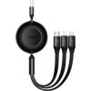 Baseus Bright Mirror 3, USB 3-in-1 cable for micro USB / USB-C / Lightning 66W / 2A 1.1m (Black)