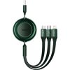 Baseus Bright Mirror 2, USB 3-in-1 cable for micro USB / USB-C / Lightning 3.5A 1.1m (Green)