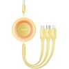 Baseus Bright Mirror 2, USB 3-in-1 cable for micro USB / USB-C / Lightning 3.5A 1.1m (Yellow)