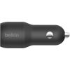 Belkin Dual USB-A Car Charger 24W + USB-A to Lightning Cable BOOST CHARGE Black