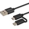 Savio CL-128 USB cable 1 m USB 2.0 USB A USB C/Micro-USB A Black