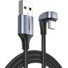 Ugreen Nylon Braided USB - USB Type C angled cable 1 m 3 A for players gamers gray (70313)