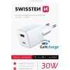 Swissten GaN Mini Tīkla Lādētājs USB-C / USB / PD 30W Telefonu lādētāji 220v