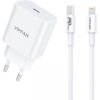 Vipfan E04 wall charger, USB-C, 20W, QC 3.0 + Lightning cable (white)