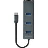 Savio AK-57 USB-C - 3 x USB-A HUB with RJ-45 Gigabit Ethernet adapter, 5000 Mbit/s, grey