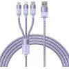 3in1 USB cable Baseus StarSpeed Series, USB-C + Micro + Lightning 3,5A, 1.2m (Purple)