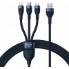 3in1 USB cable Baseus USB 3in1 Baseus Flash Series,  USB-C + Micro + Lightning 66W, 1.2m (blue)