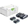 Piederumu komplekts Festool SYS 18V 2x4,0/TCL 6 DUO; 18 V; 2x4,0 Ah akum.