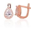 Серебряные серьги на английском замке #2202955(PAu-R)_CZ, Серебро 925°, красное золото (покрытие), Цирконы, 2.6 гр.
