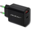 Qoltec 51713 Charger | 18W | 5-12V | 1.5-3A | USB type C PD | USB QC 3.0 | Black