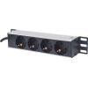 Intellinet 10" 1U Rackmount 4-Way Power Strip - German Type", With Power Indicator, No Surge Protection, 1.8m Power Cord (Euro 2-pin plug)