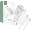 LĀDĒTĀJS Tech-protect C20W 2-port Network Charger PD 20W QC 3.0 + USB-C Cable White