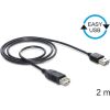 DeLOCK EASY USB2.0 A Plug/Socket - black 2m