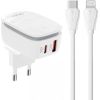 Wall charger  LDNIO A2425C USB, USB-C + USB-C - Lightning cable