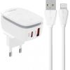 Wall charger  LDNIO A2425C USB, USB-C + Lightning cable