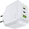 Power charger Green Cell GC PowerGaN 65W (2x USB-C Power Delivery, 1x USB-A compatible with Quick Charge 3.0) (white)