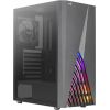 Aerocool DELTABKV1 ATX PC Case RGB Front Full Side Window 12cm Fan Black