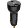 LDNIO C101 Car Charger, USB + USB-C, 100W + USB-C to Lightning Cable (Black)